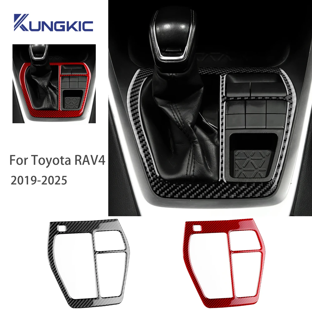 

For Toyota RAV4 XA50 2019 2020 2021 2022 2023 2024 2025 LHD RHD Real Soft Carbon Fiber Car Gear Shift Panel Sticker Accessories