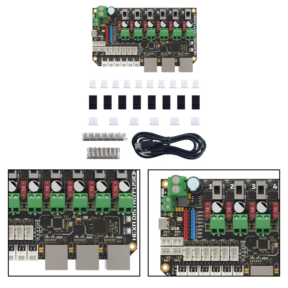 3dプリンターハブ用、stm32f072cbt6コアusb2517ハブと6つの独立電源レールを搭載したfysetcコントローラー対応