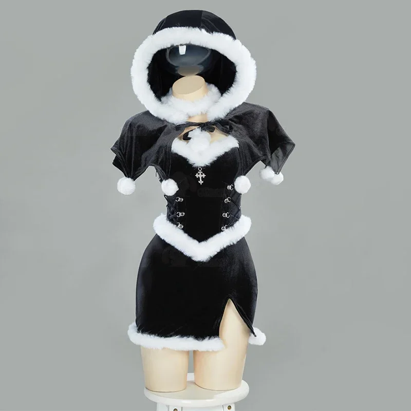 

Women Sexy Corset Dress With Hat Gloves Socks Christmas Gothic Witch Dress Christmas Outfits Christmas Cosplay Costume