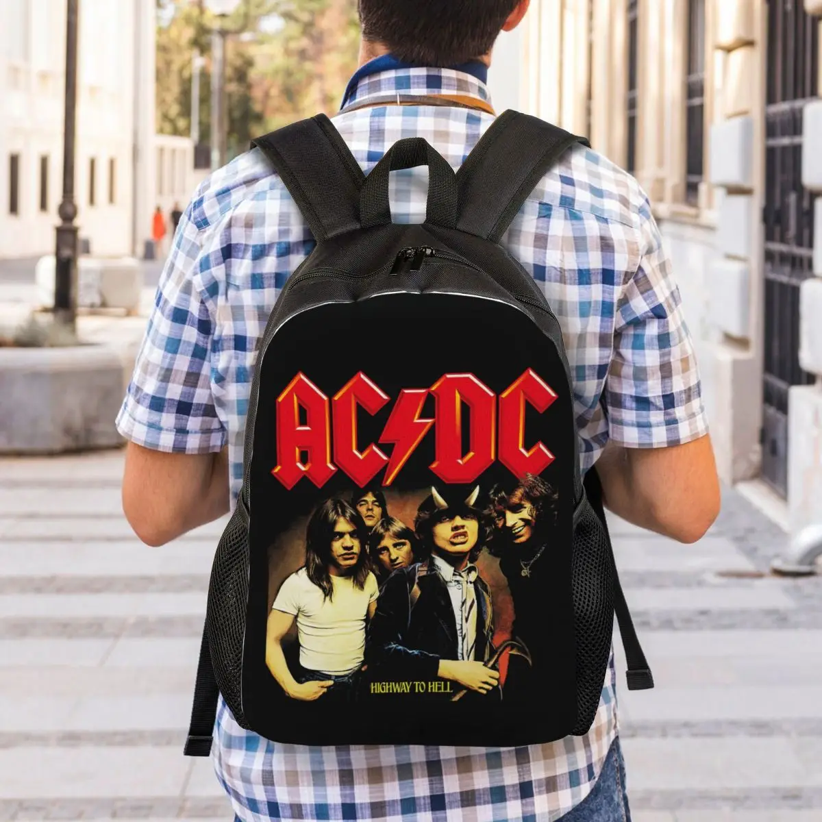 Vintage Rock AC DC Travel Backpack Women Men School Laptop Bookbag Heavy Metal Music Band College Student Daypack Bags