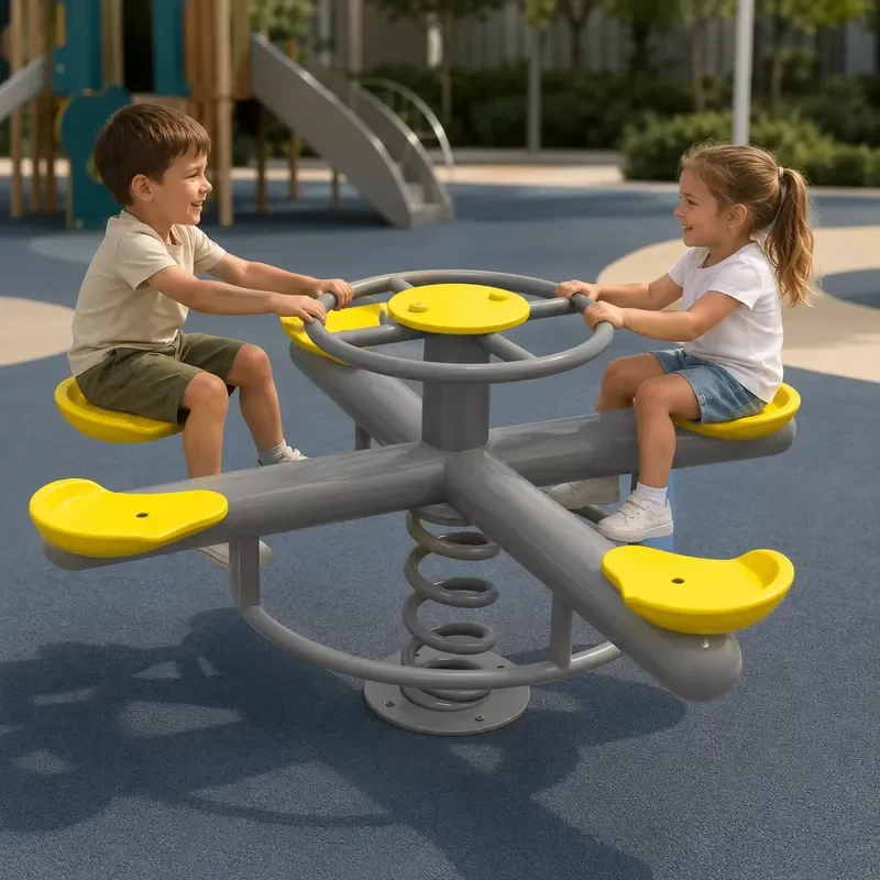 for Galvanized Steel PE Giant Spring Seesaw 2 Seater Outdoor Playground Anti Rust For Kids Kindergarten Amusement Park