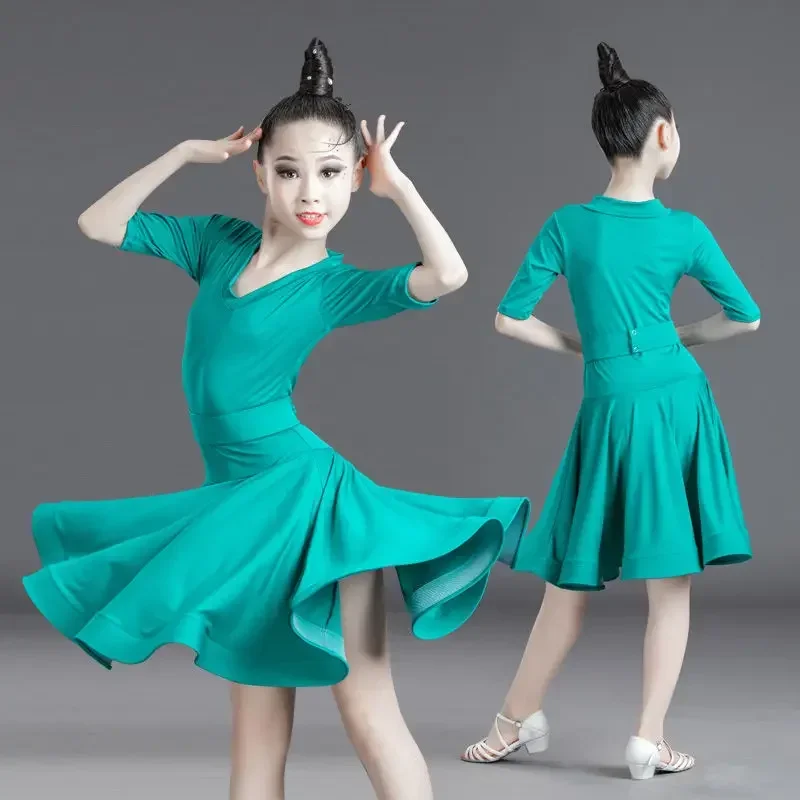 ชุดเต้นลาตินสำหรับเด็ก ชุดฝึกซ้อมสำหรับเด็กผู้หญิง ชุดเต้นบอลรูม รุมบ้า ชะชะช่า ชุดเต้นลาตินสำหรับการแข่งขัน