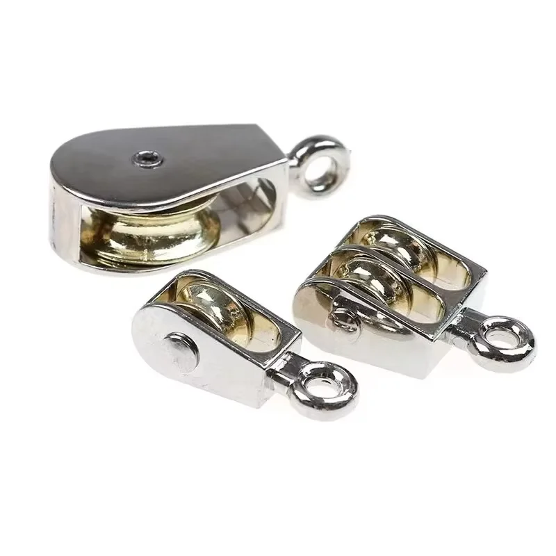 2pcs 36mm Fixed Pulley Zinc Alloy Metal Sheave Crown Block And Tackle Lifting Wheel Mini Single/Double for DIY Projects