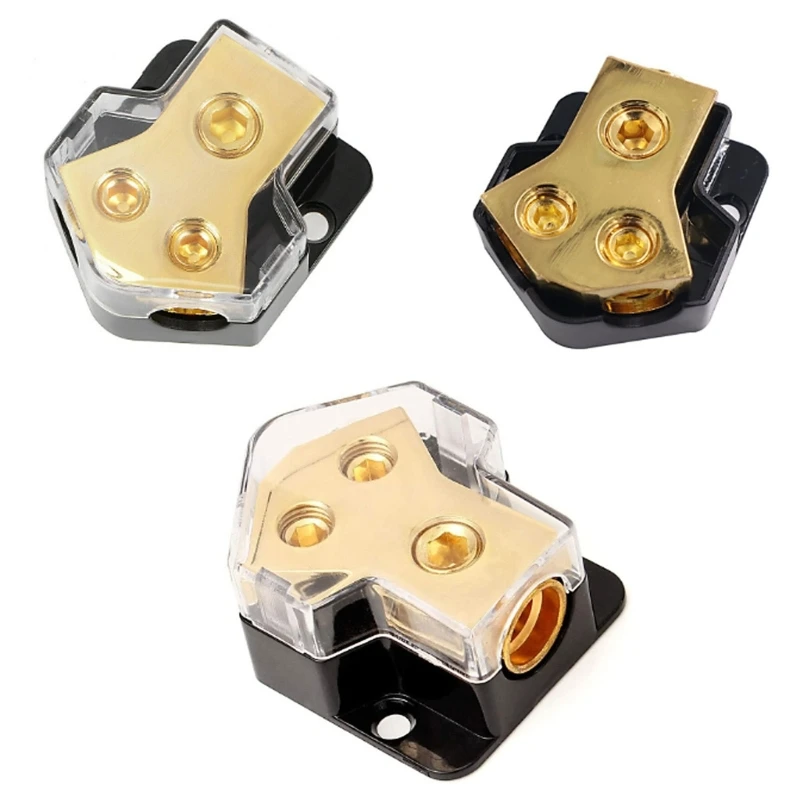 2 Way Power Distribution Block 0/2/4 AWG Gauge in 4/8/10 Gauge Out Car Stereo Amp Distribution Connecting Block