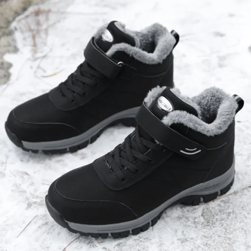 Unisex Boots Plush Warm Snow Boot Waterproof Casual Leather Boot for Men Non Slip Hiking Boots for Women Winter Warm Cotton Shoe