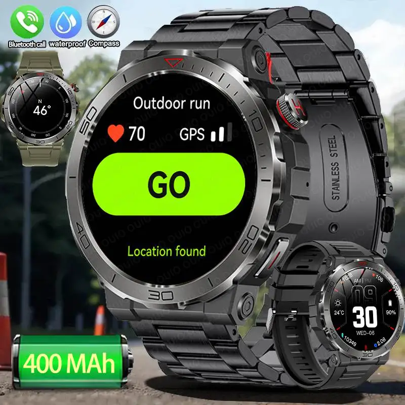 

New Outdoor Smart Watch 1.43" Screen 1ATM Waterproof Watches Bluetooth Call Smartwatch GPS Motion Trajectory For Android IOS