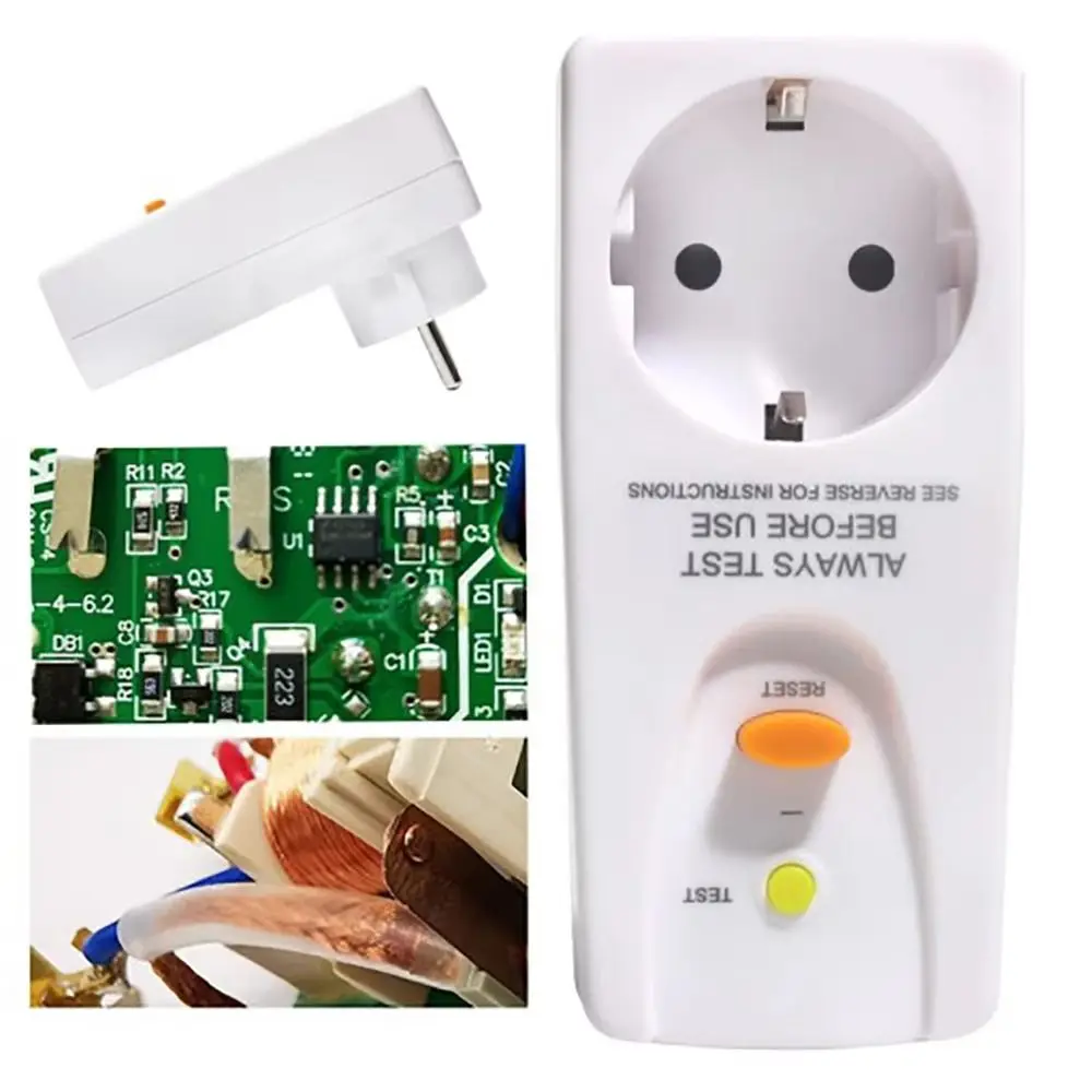 10mA Circuit Breaker Plug EU Plug 16Amp Personal Protection Plug RCD Socket Cutout Switch Replacement Plug Home Use