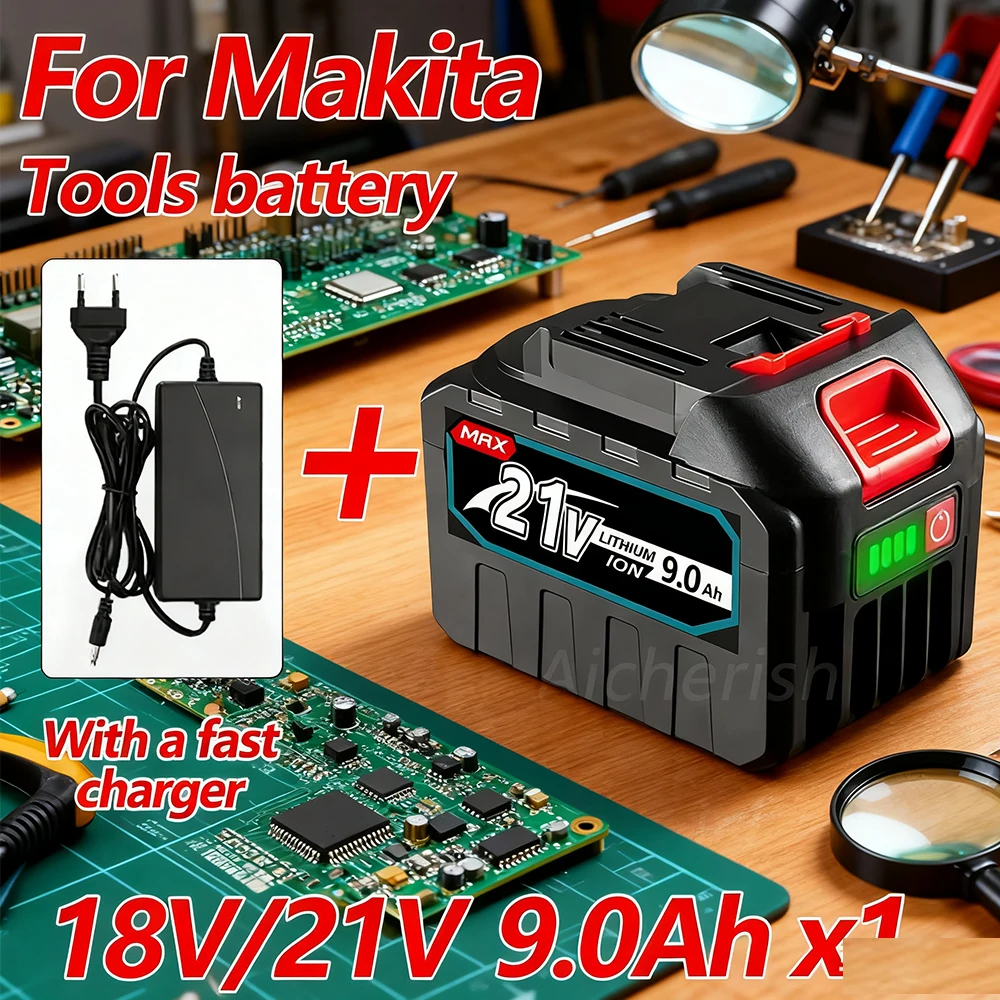 НОВЫЕ оригинальные аккумуляторные батареи высокой мощности 21 В, 9,0 Ач для аккумуляторной батареи Makita 18 В 20 В, бесщеточный ключ, отвертка НОВЫЕ оригинальные аккумуляторные батареи высокой мощности 21 В, 9,0 Ач для аккумуляторной батареи Makita 18 В 20 В, бесщеточный ключ, отвертка