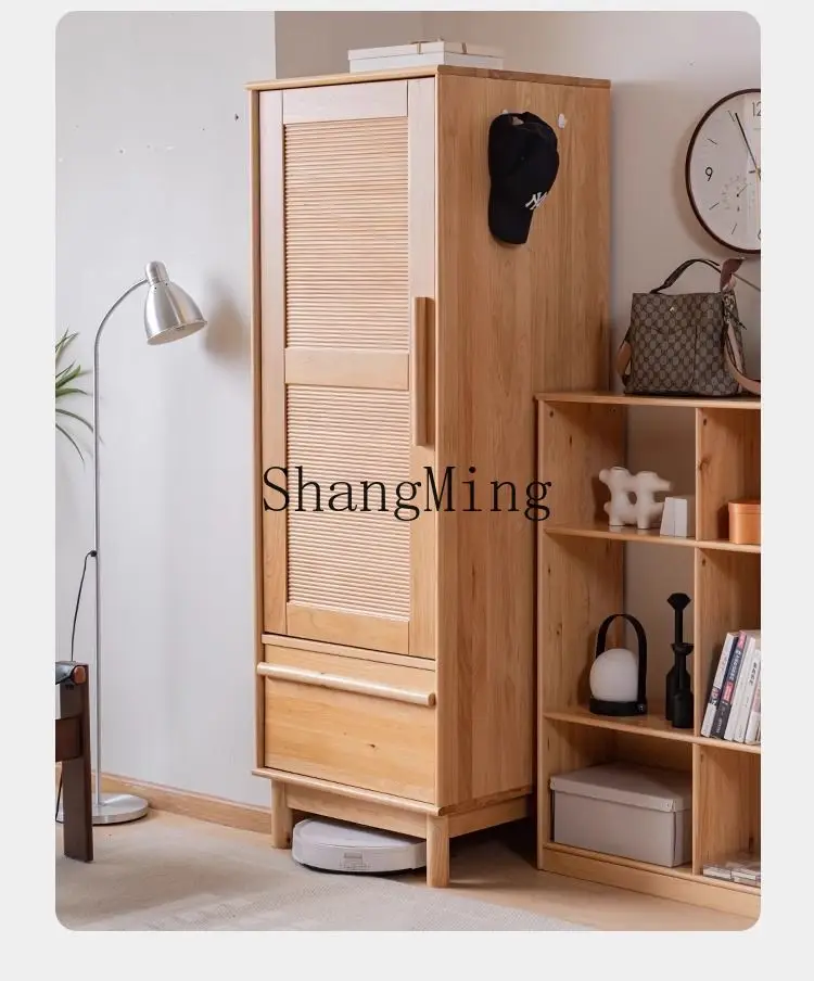 SM tutto in legno massello armadio a porta singola per uso domestico camera da letto armadio pensile armadio dal pavimento al soffitto
