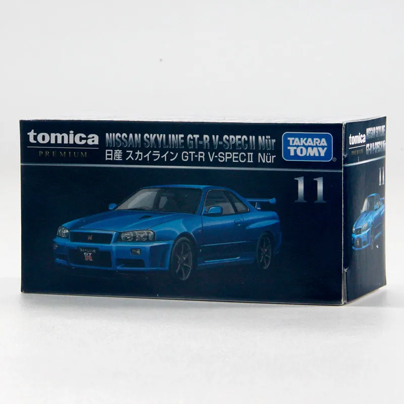 오리지널 타카라 토미 토미카 프리미엄 No.11 닛산 스카이라인 GT-R V-SPEC II 누르 1/62 다이캐스트 합금 JDM 모델카 (도어 개폐 가능)