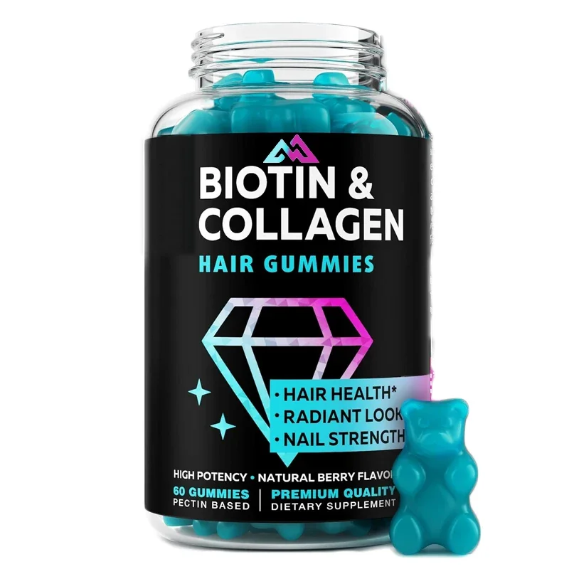 

Biotin collagen gummies - Men's and women's hair, skin, and nails contain vitamins B1, B2, B3, B5, B7, B9, B12, A, and D keratin