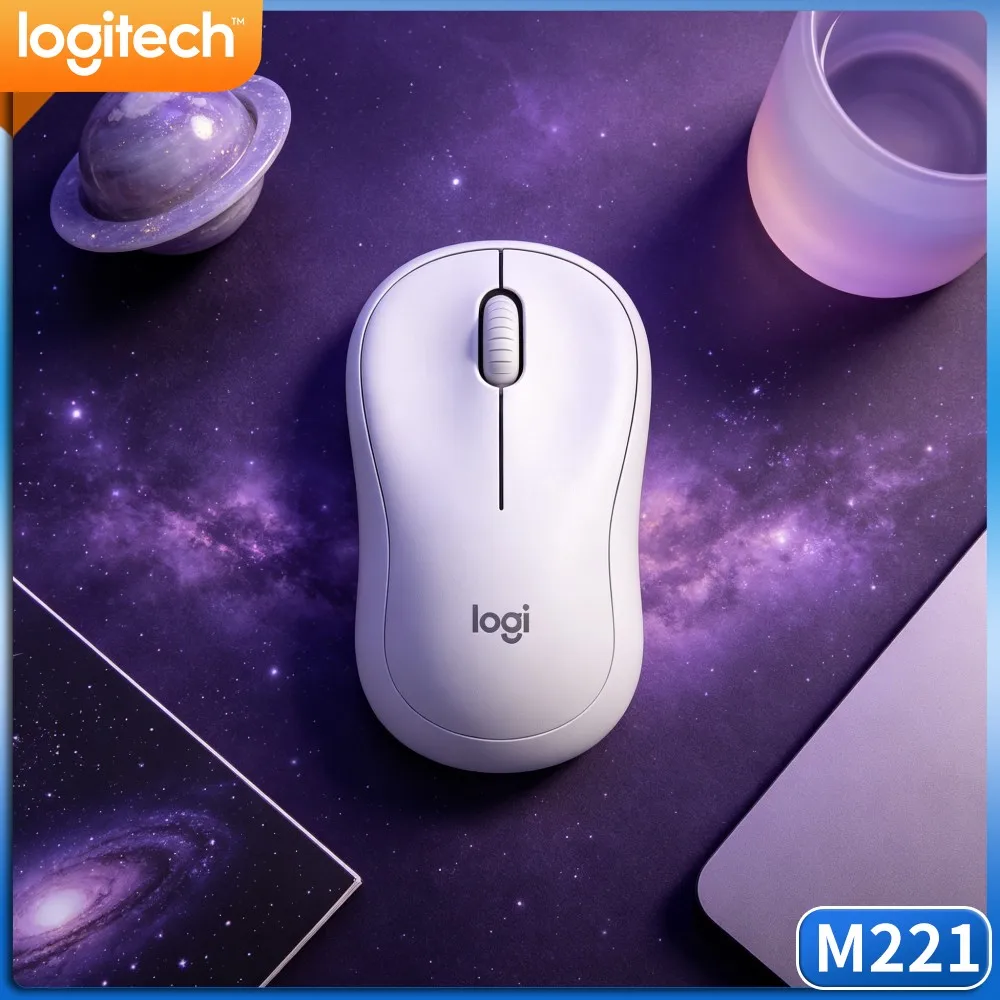 Logitech M221 Ergonomic Silent‑Click Mouse,Nano USB,10‑Meter Wireless,Long Battery,For Desktop Laptop Win Mac Daily Work