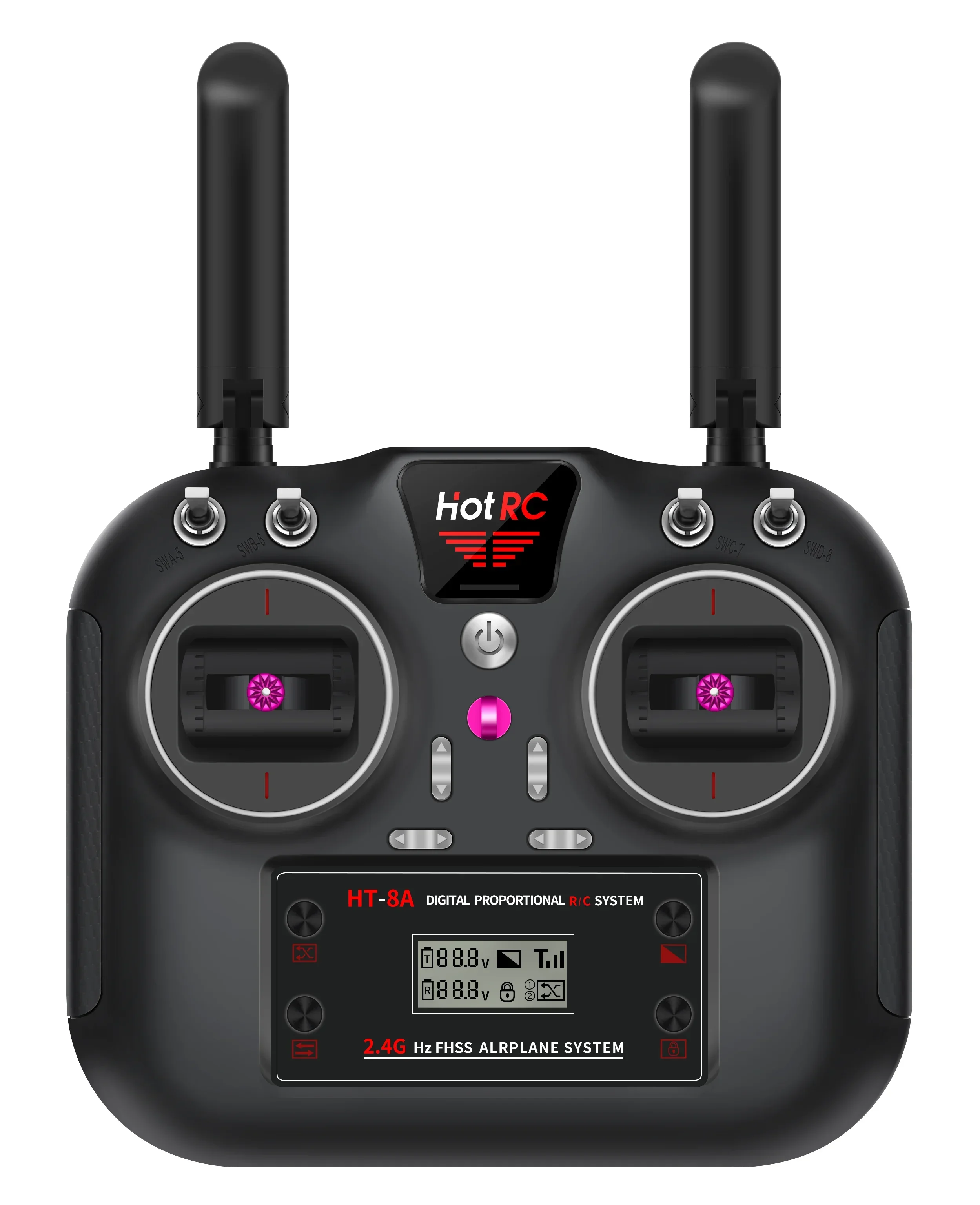 HOTRC 8CH 2.4G HT-8A PWM Transmitter with 8 Channel Receiver Radio System Remote Controller for RC Plane FPV Racing Drone