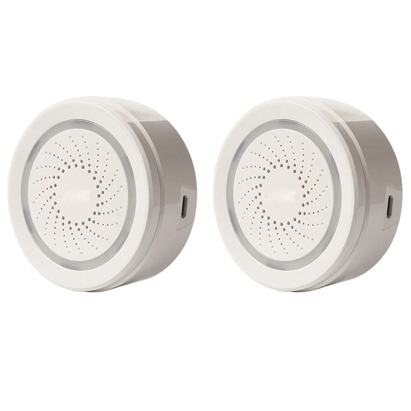 

2X Wireless Smart 120DB Siren And Alarm Bell-White, With Strobe Light, Remote App Control Wifi USB Siren