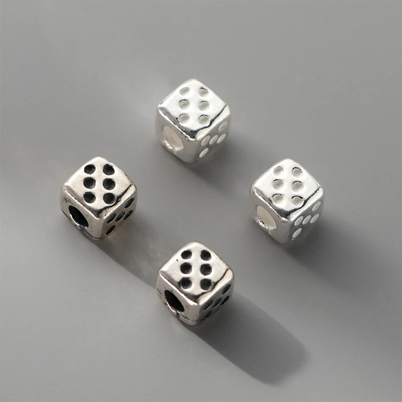 

1pc/Lot 925 Sterling Silver Funky Square Dice Beads 7mm Soild Geometry Loose Spacers Separators DIY Bracelets Necklace Materials