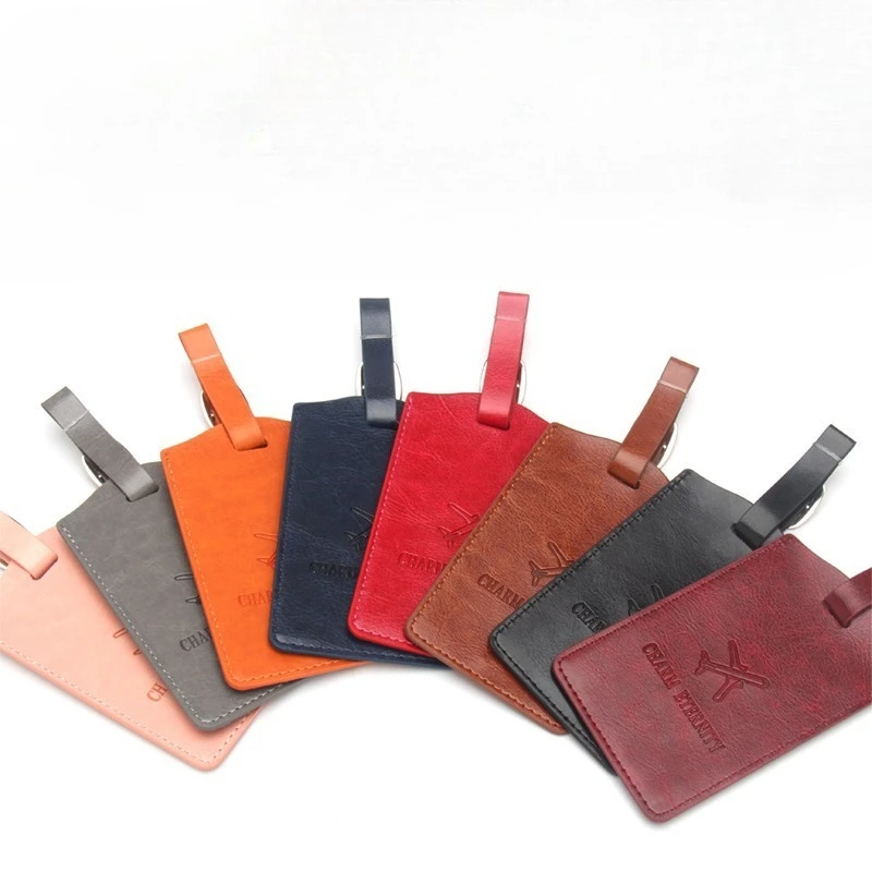 Aircraft Boarding Pass Creative Suitcase Tag Checked Thickened Leather PU Luggage Tags for Women Men