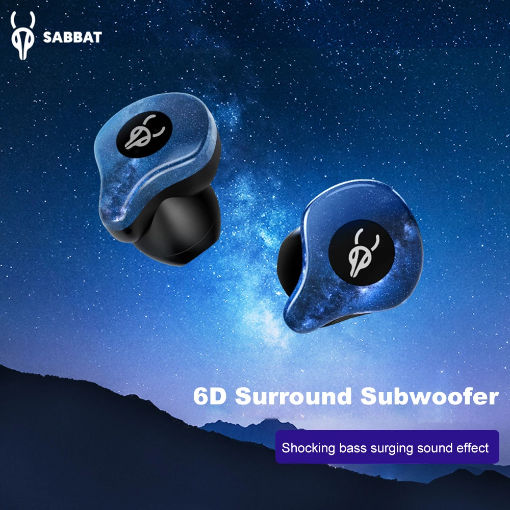 Sabbat X12 Pro True Wireless Earphone Bluetooth 5.2 Earbuds with Mic Portable Charging Case Noise Canceling Semi-In-Ear Headsets