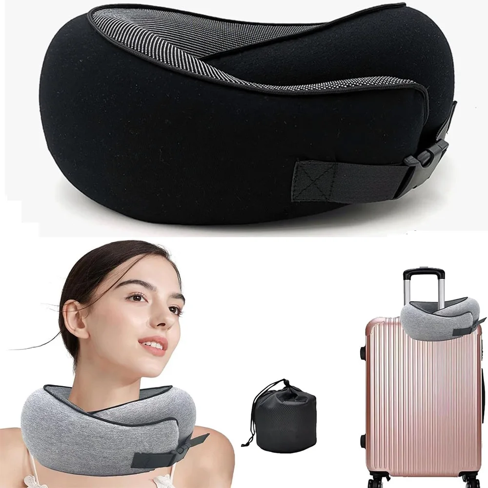 Oreiller de Voyage en Mousse Memoire U-Shape "Escargot" - Soutien Cervical Ergonomique، محمول، Réglable et Doux pour Sieste o