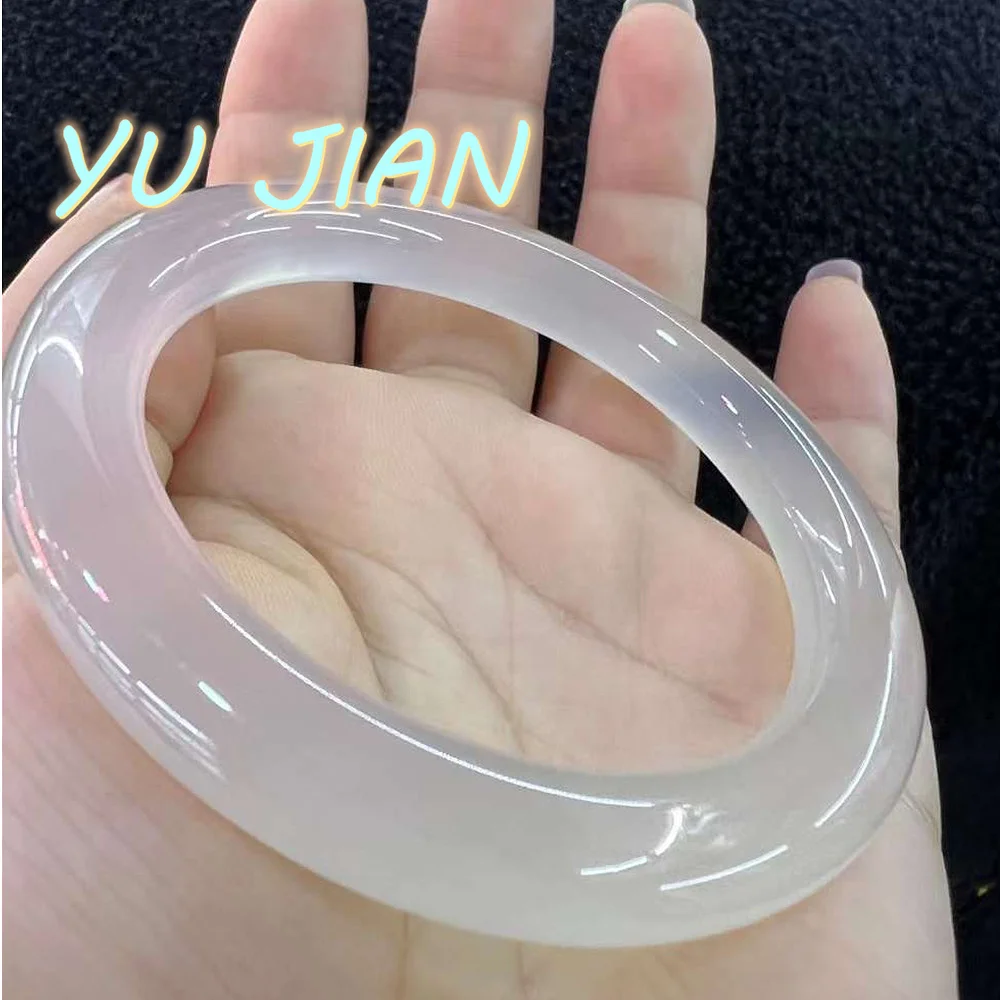 

High-end Products Natural High Ice White Jade Bracelets Exquisite Elegant Fashionable Chalcedony Bangle Perfect Handring Jewelry