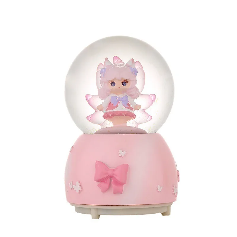 الإبداعية الكرتون الفتيات كريستال الكرة رومانسية اللون ضوء الثلوج صندوق تشغيل الموسيقى المنزل سطح المكتب الديكور هدايا عيد الحب عيد الميلاد #6