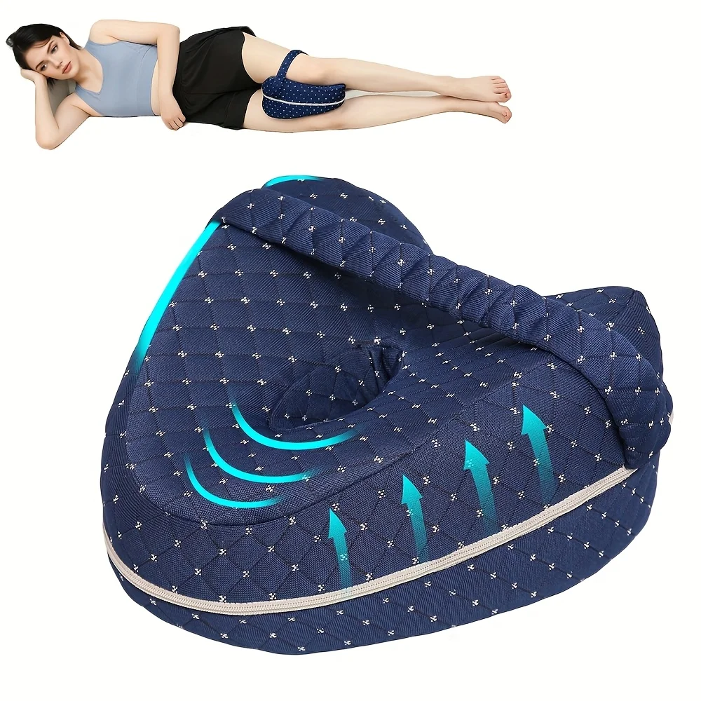 1pc Leg Pillow Ergonomic Side Sleeping Pillows Memory Foam Knee Pillow with Strap for Side Sleeper Leg Support Cushion