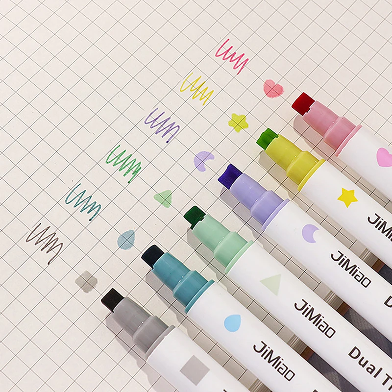 Quick Dry Seal Double-Ended Marcador Highlighter, Caneta Aquarela, Diário do Estudante, Scrapbook, Pintura, Nota, DIY, Papelaria Fazendo, 1 Pc, 6Pcs