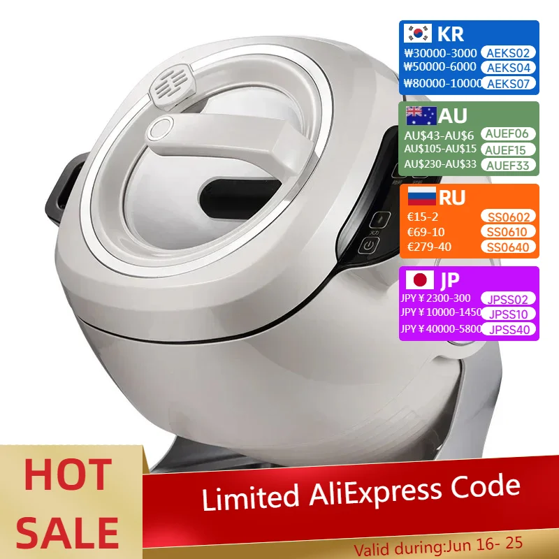 #2000W Intelligent Automatic Stir Frying Machine Household Electric Cooking Wok Pot Non-stick Multifunctional Cooker Pot 220V 6L