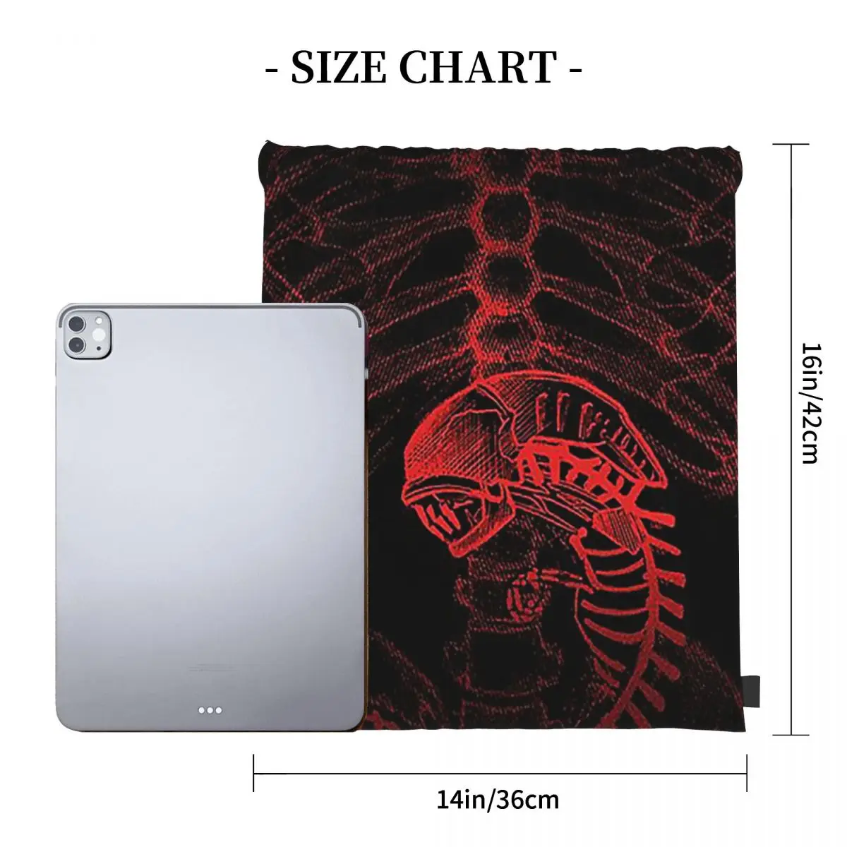 Alien-Radiographie, Röntgen. Rote Rucksäcke, multifunktional, tragbar, mit Kordelzug, Aufbewahrungstasche, Büchertaschen für Reisen, Schule