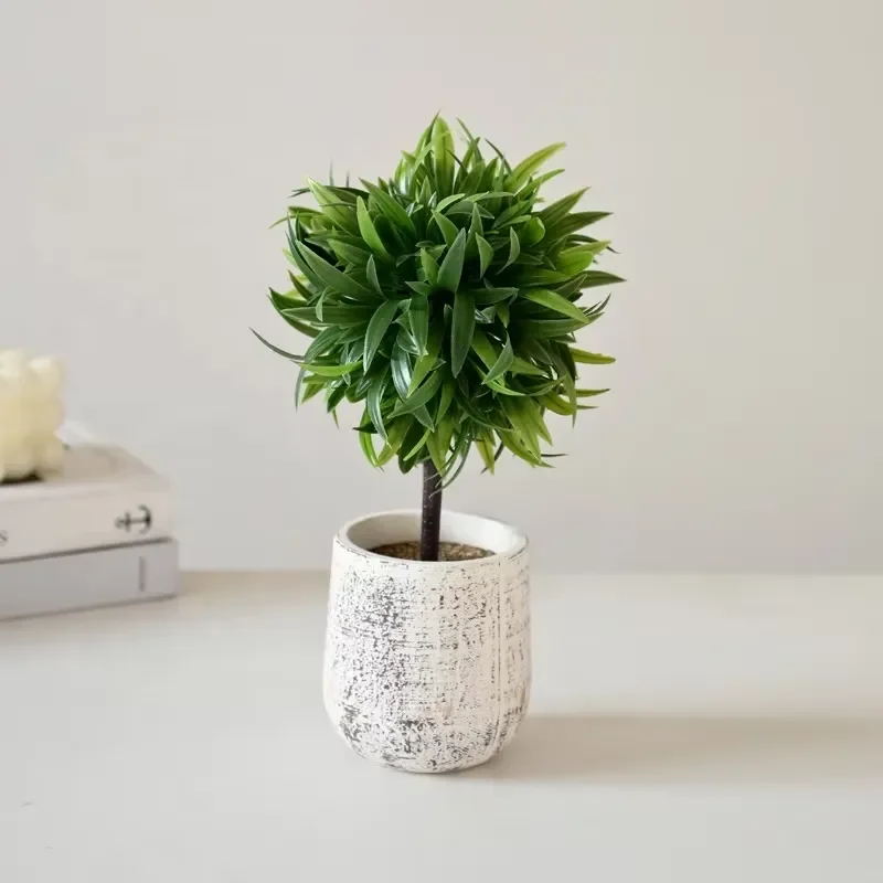 for Artificial Grass Ball Flower Potted Plant Indoor Desktop Decoration Home Decor Plastic Green Plant