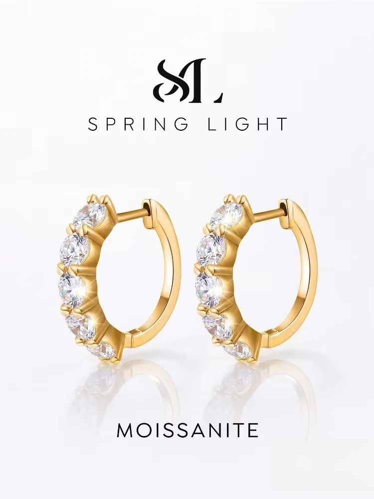 Gorgeous Real Certified Moissanite Diamond Hoop Earrings For Women AnniversaryShiny Hight Quality Jewelry