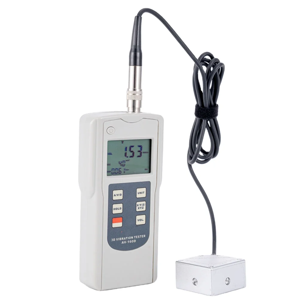 New Digital 3D Vibration Tester AV-160D Meter Gauge With 3-Axis Piezoelectric accelerometer Vibration Sensor