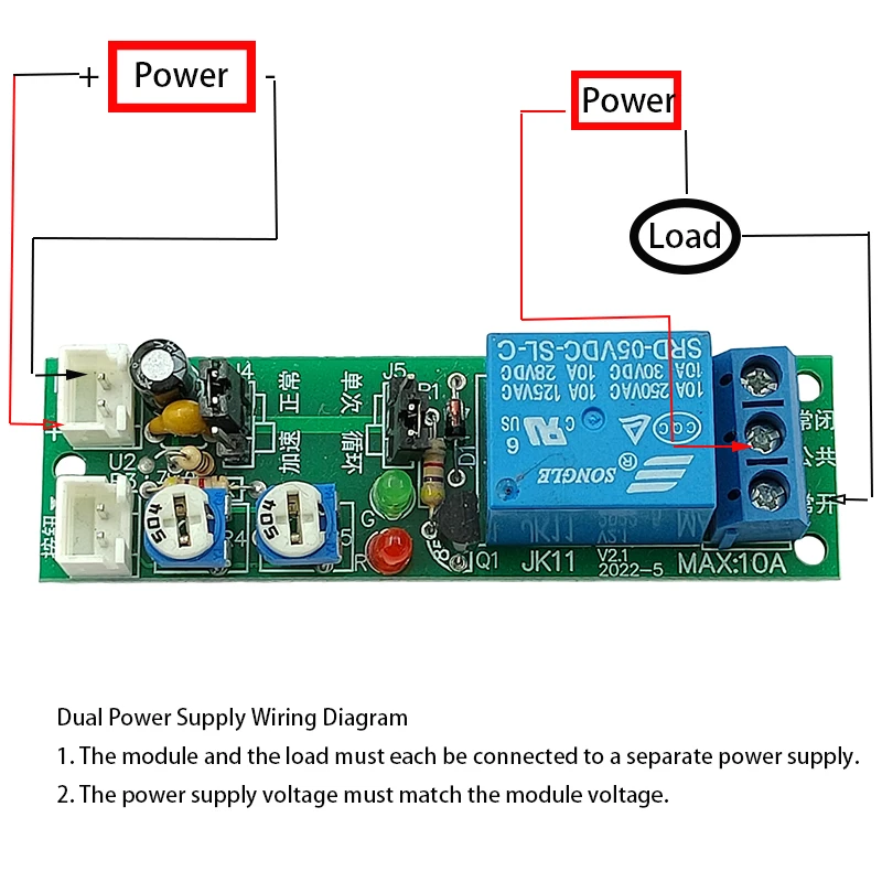 DC5V12V24V Adjustable Timer Delay Relay Module On/Off Switch Power Supply Relay Module Infinite Repeat Cycle 1S-24H