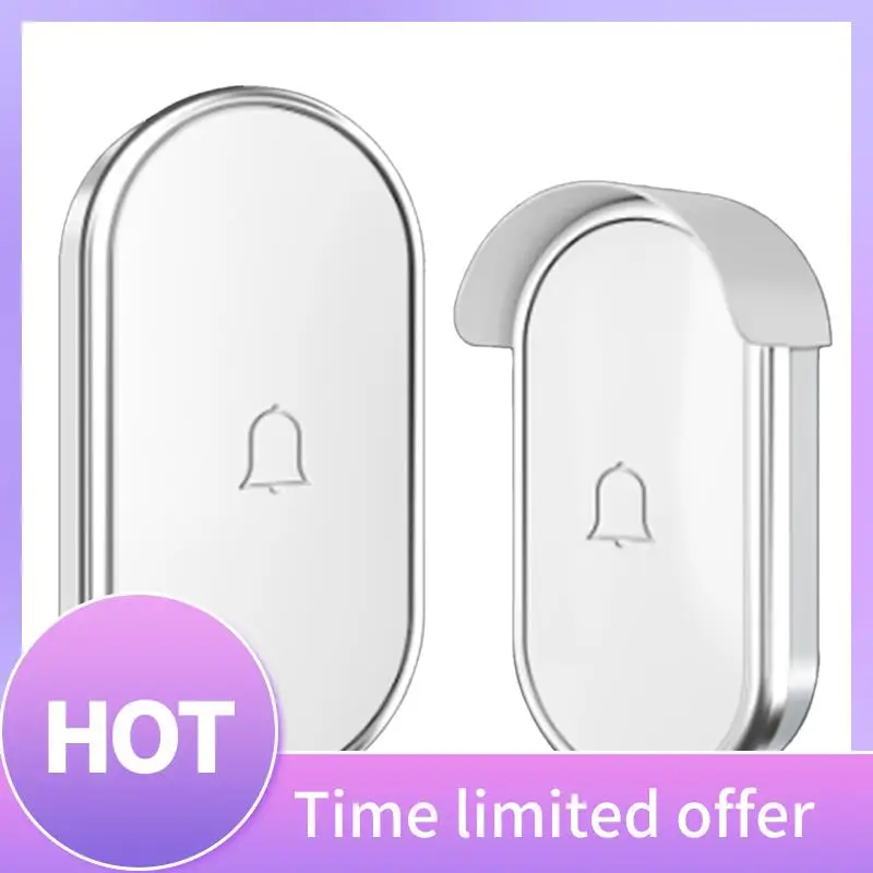 ABFN-جرس باب لاسلكي ذكي جرس باب صغير جرس باب لاسلكي أبيض + فضي قابس أمريكي