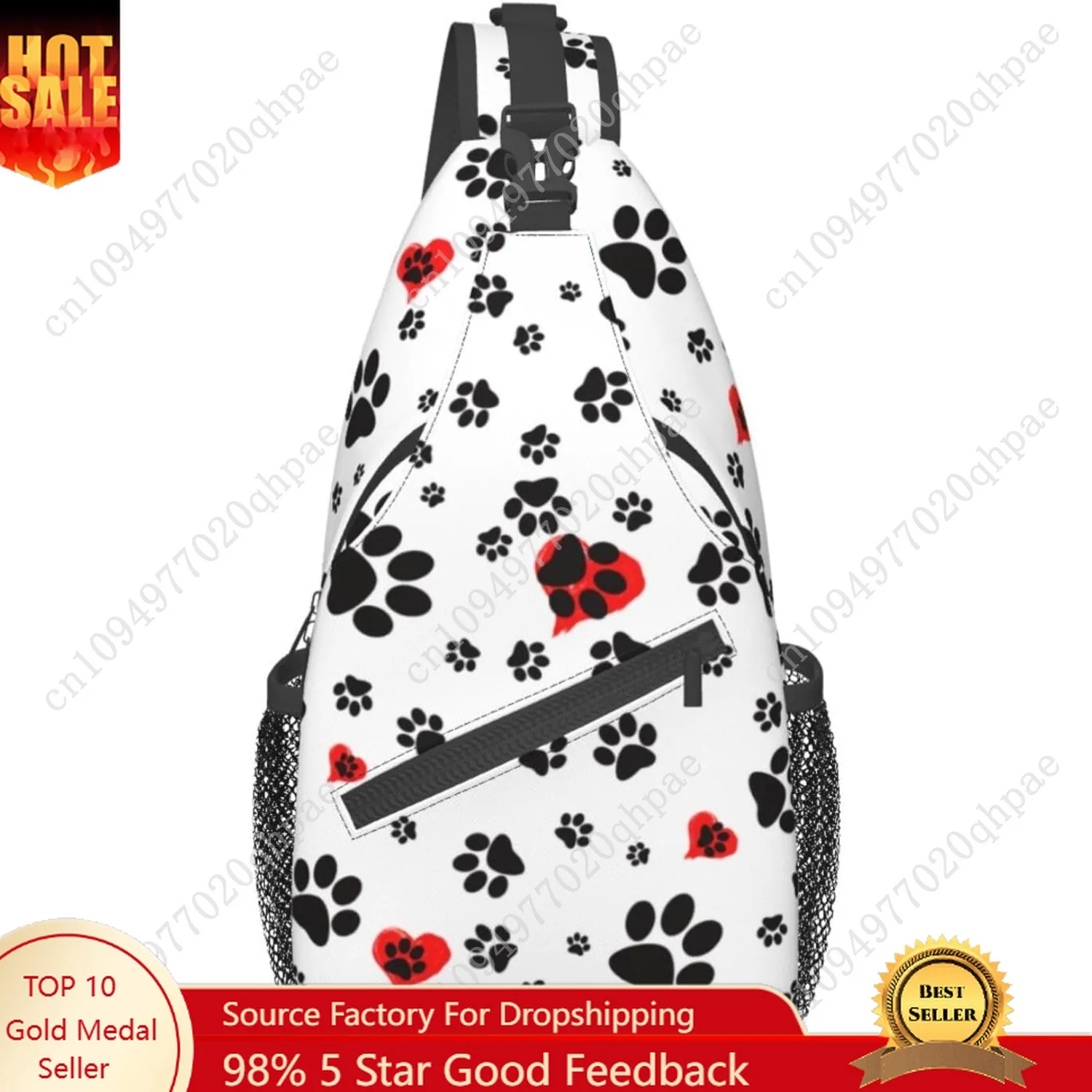 

Dog Paws Print Sling Bag Crossbody Backpack For Women Men Hiking Travel Shoulder Pouch Small Daypack Casual One Strap Pack Light