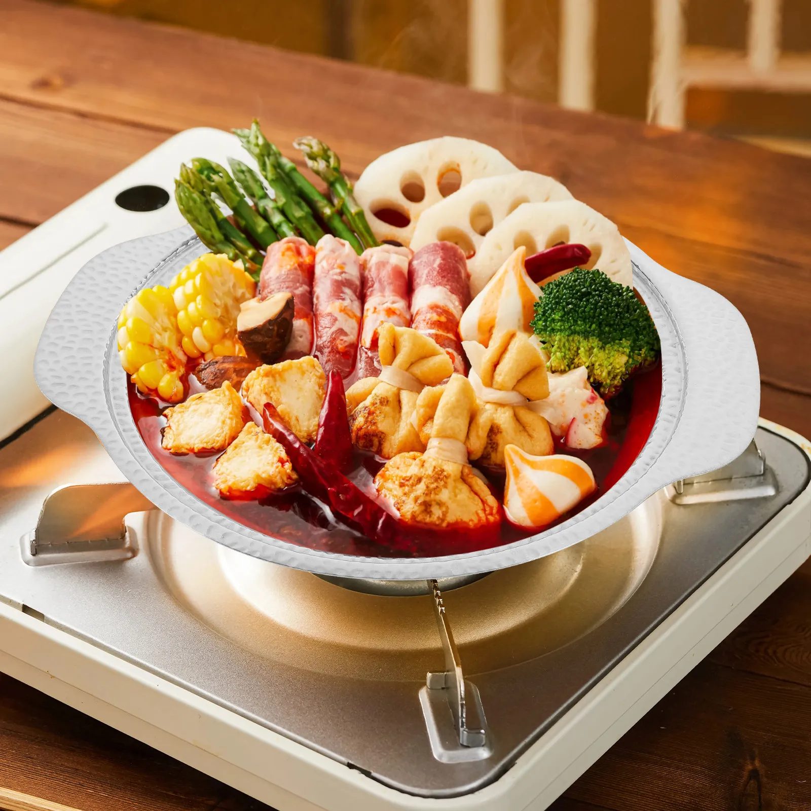 Olla Japonesa de Acero Inoxidable para Sukiyaki, Olla Multiusos para Sopa, para Mariscos, Ramen, Pasta, Cocina