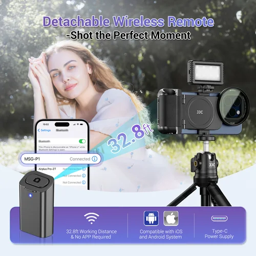 Imagen 2 del producto Adaptador de filtro de lente de teléfono magnético JJC y empuñadura de mano de teléfono con empuñadura magnética para fotografía de Vlog de teléfono móvil 16 15 14 Pro Max