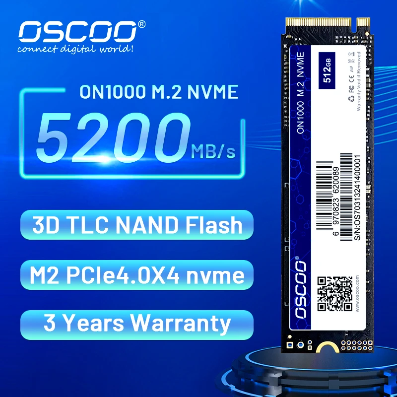 OSCOO Nvme M2 Ssd Pcie4 1TB 512GB 5200 เมกะไบต์/วินาทีฮาร์ดดิสก์ภายใน Solid State Drive สําหรับ PS5 แล็ปท็อปเดสก์ท็อป M.2 2280 SSD