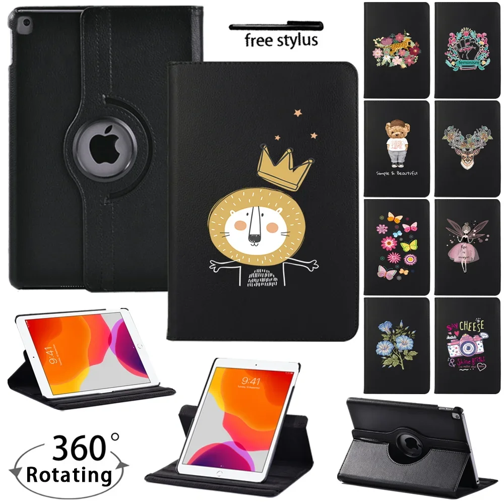 

For Apple IPad Mini 4/5 / IPad 2/3/4 / IPad 5th /6th / 7th / 8th 360-degree Rotatable PU Leather Smart Tablet Case + Stylus