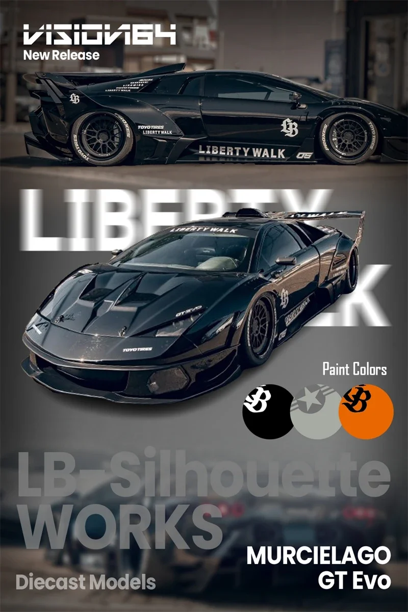 **W przedsprzedaż** Vision64 1:64 Murcielago LB-Silhouette Works GT Evo Limited999 odlewany model samochodu