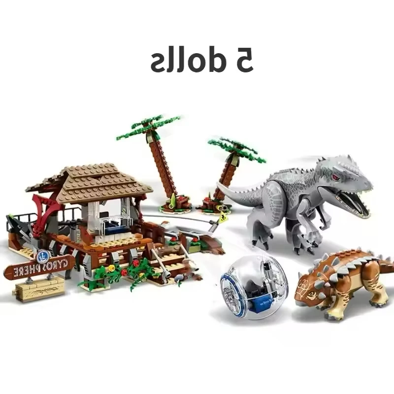 75941 + سلسلة جراسي من مكعبات البناء + مكعبات البناء + تيرانوصور ريكس ضد أنكيلوسورس + لعبة الديناصور المجمعة للأطفال مو #5