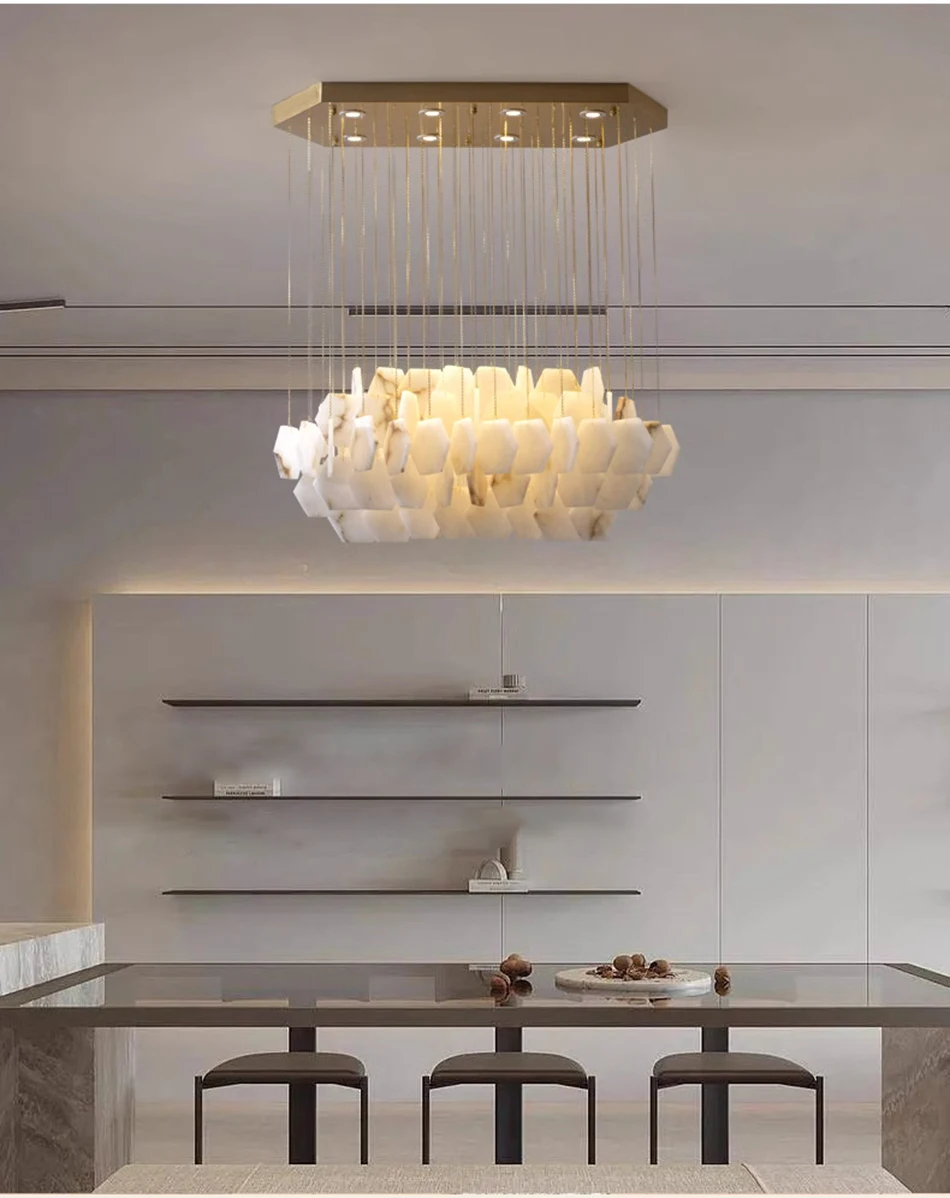 Art Design Marble Chandelier Modern Dining Lighting  Gold Living Room Decoration Led Lamp  Customized