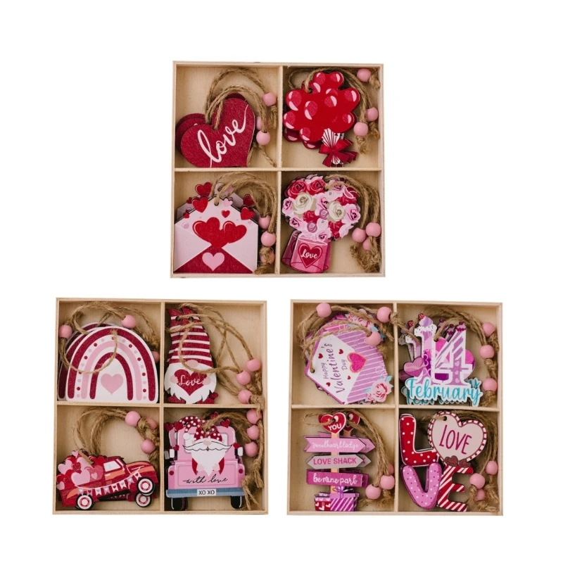 H55A Pack of 4 Pendants Valentine Themed Hangings Stylish Key Holder Decoration