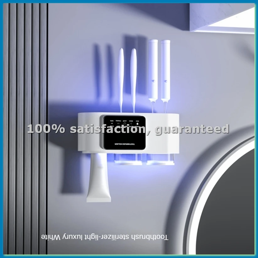 壁掛け式歯ブラシホルダー-電動歯ブラシホルダー-穴あけ不要-スマート歯ブラシオーガナイザー-4ブラシスロット-a-at35