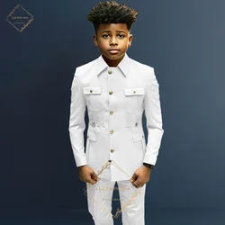 Boys single breasted formal suit 2 piece suit, boys Zhongshan suit style long coat classic design suitable for 2~16 years old