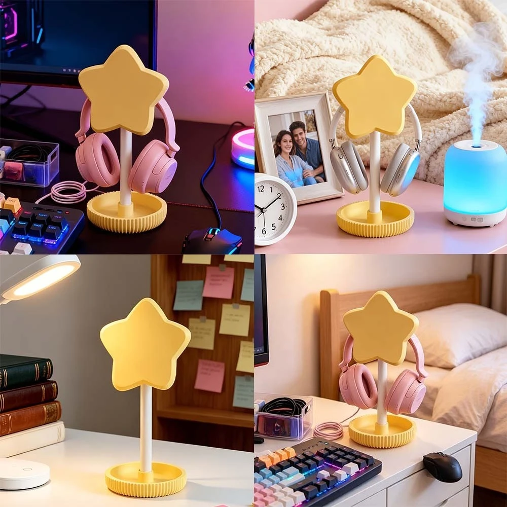 1pc Fashionable 3D Printed Headphone Stand with Stable Base,gaming Headset Stand,Minimalist Desk Accessories for Gamer Office image 2