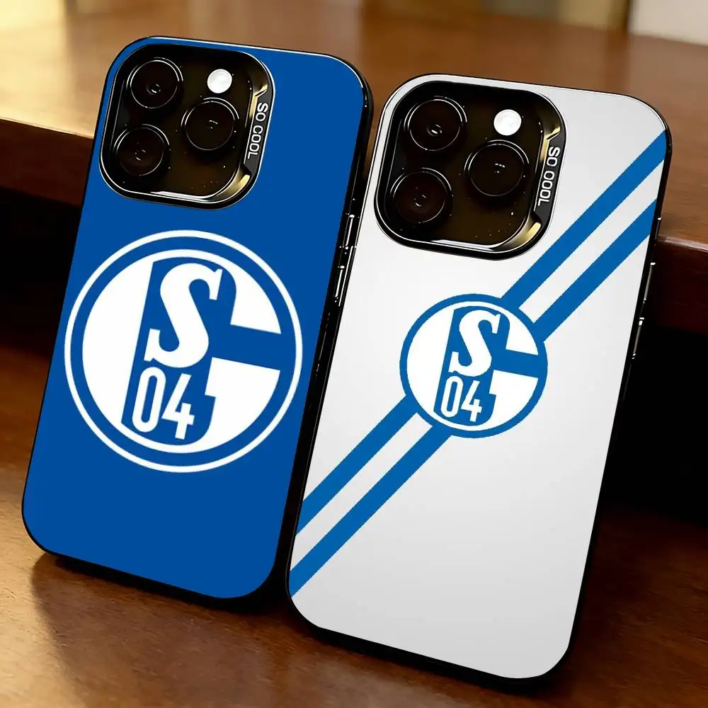 

S-Schalke 04-PC-C Phone Case For iPhone 17,16,15,14,13,12,11 Plus,Pro Max,XS,Colored Silver Plated Inside Cover