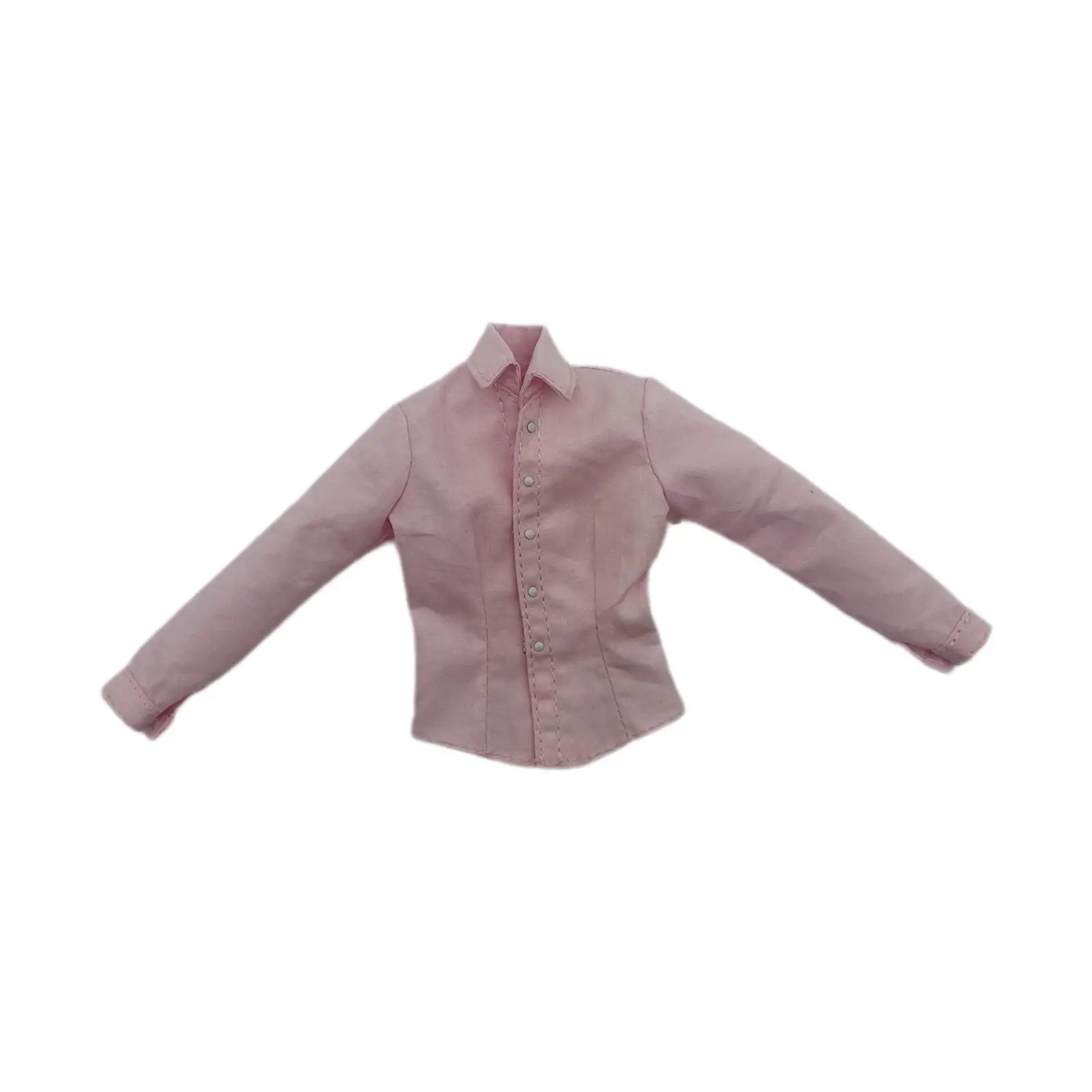 1/6 Girl Pink Long Sleeve Shirts Female Figure Girl Body Clothing Handmade Collared Work Office Tops for 12inch Action Figure