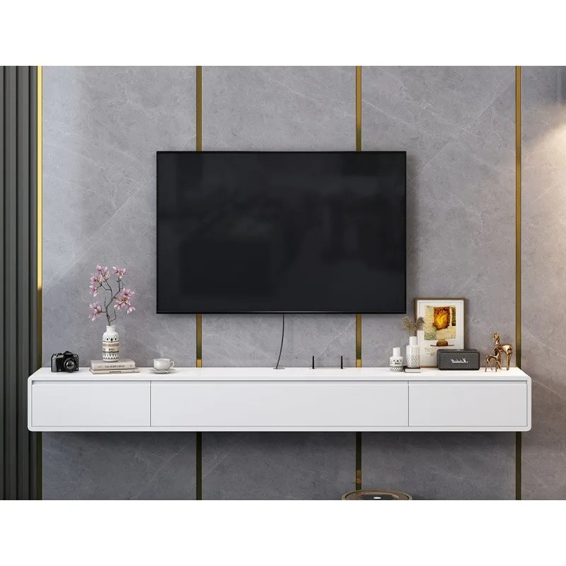 

All solid wood wall-mounted TV cabinet wall-mounted suspended hanging living room bedroom apartment simple wall-mounted narrow