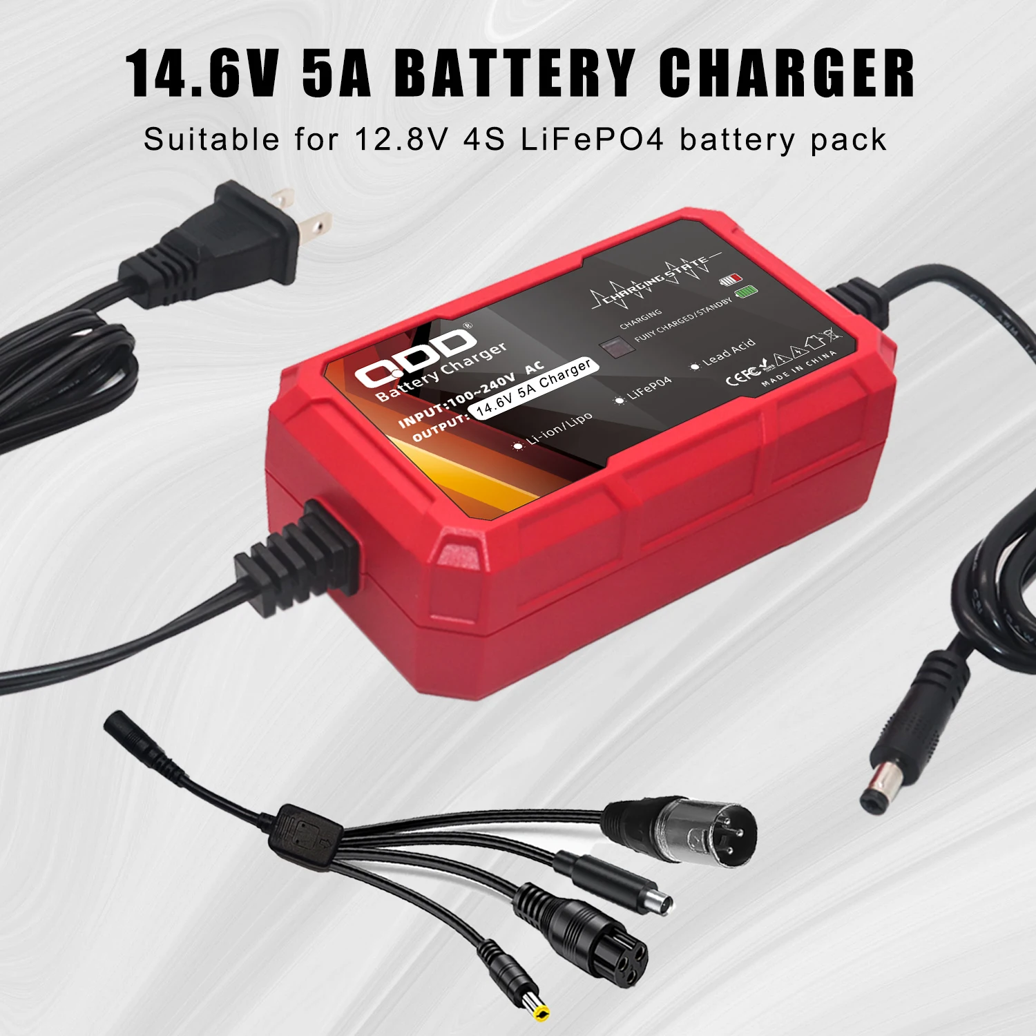 

﻿ ﻿ QDD14.6V 5A LiFePO4 Battery Charger For 12.8V 4S Power Supply LiFePO4 batteries pack with DC5.5*2.1mm hign quality connector