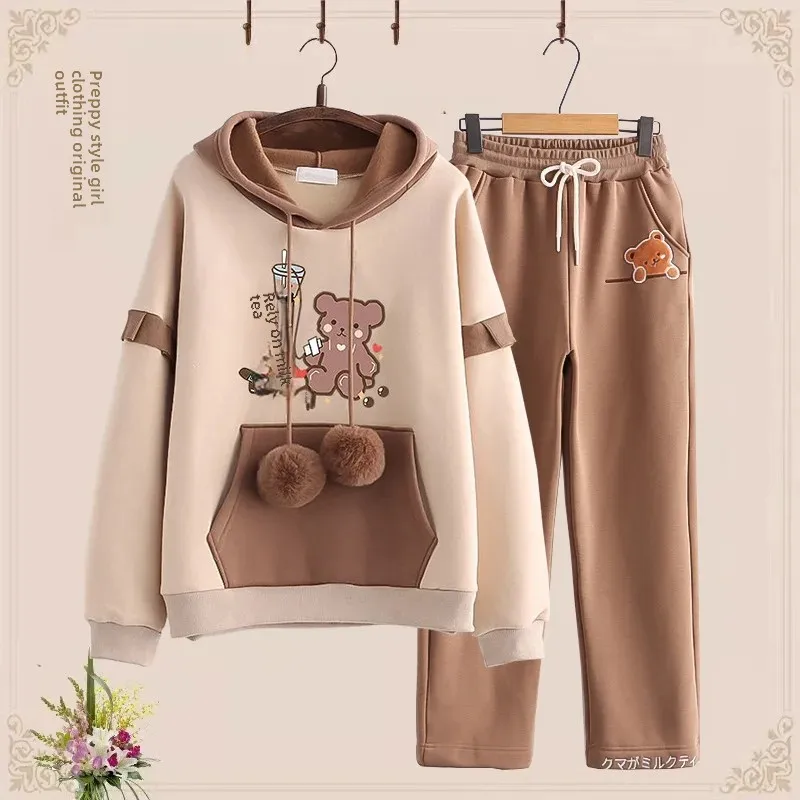 طقم سويت شيرت كاجوال للفتيات في المدارس المتوسطة مكون من قطعتين، مجموعة عصرية لربيع الخريف، نمط رفيع، ملابس كاملة